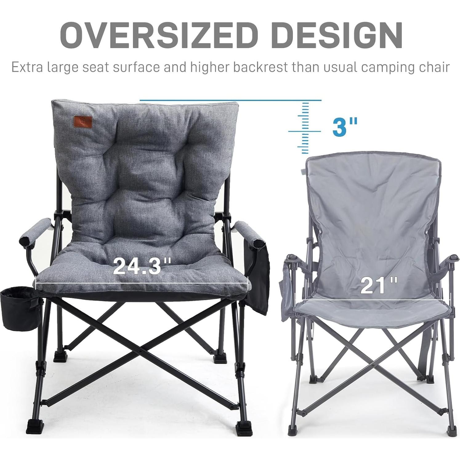 Silla de Camping Plegable EVER ADVANCED XL Gris Acolchado