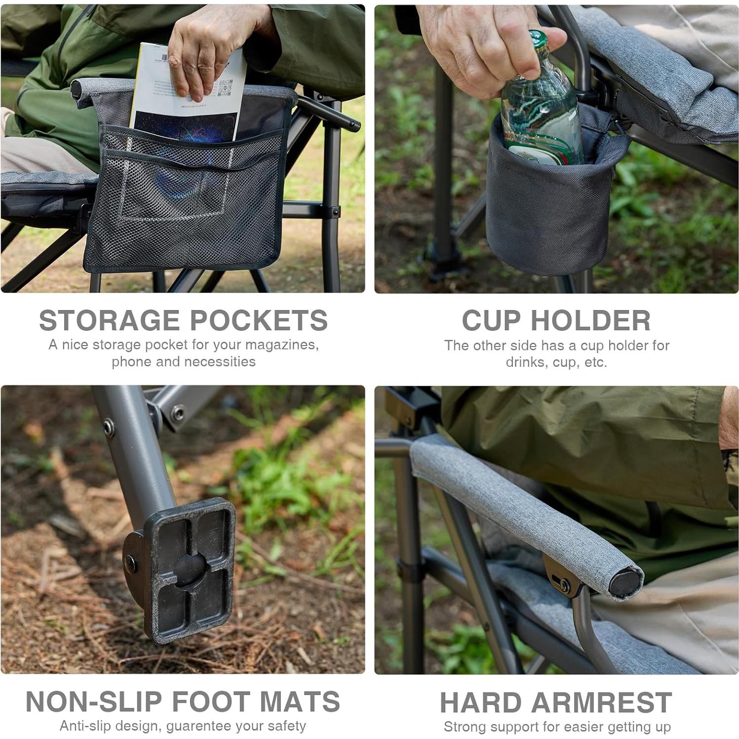 Silla de Camping Plegable EVER ADVANCED XL Gris Acolchado