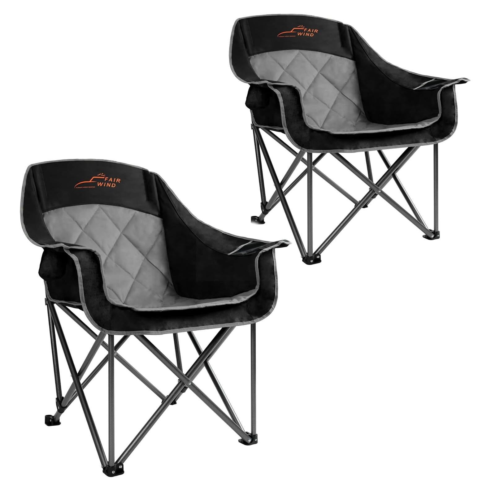 Silla de Camping Acolchada Fair Wind Doble Plegable 204kg Negra