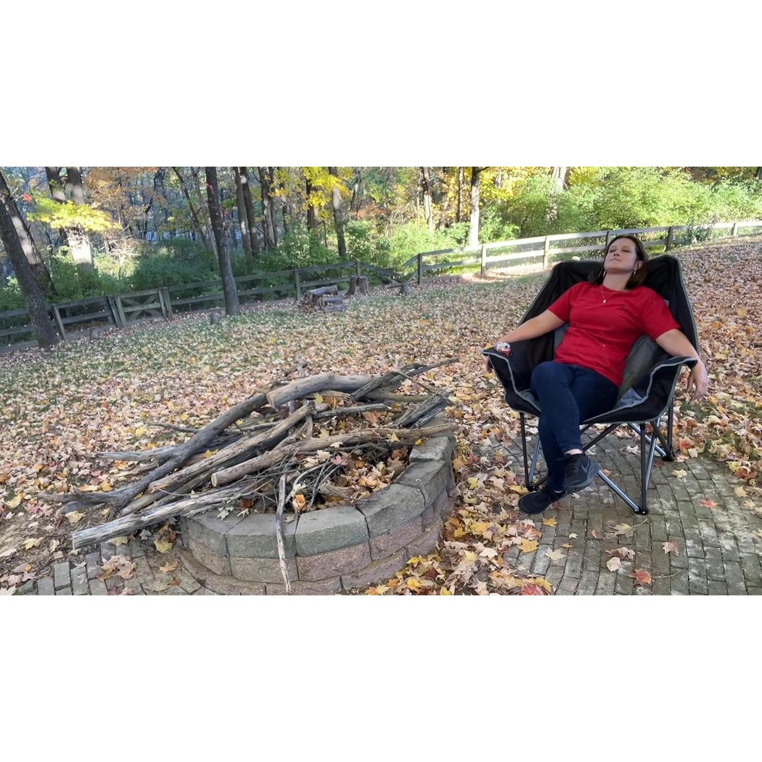 Silla de Camping Acolchada Fair Wind Doble Plegable 204kg Negra