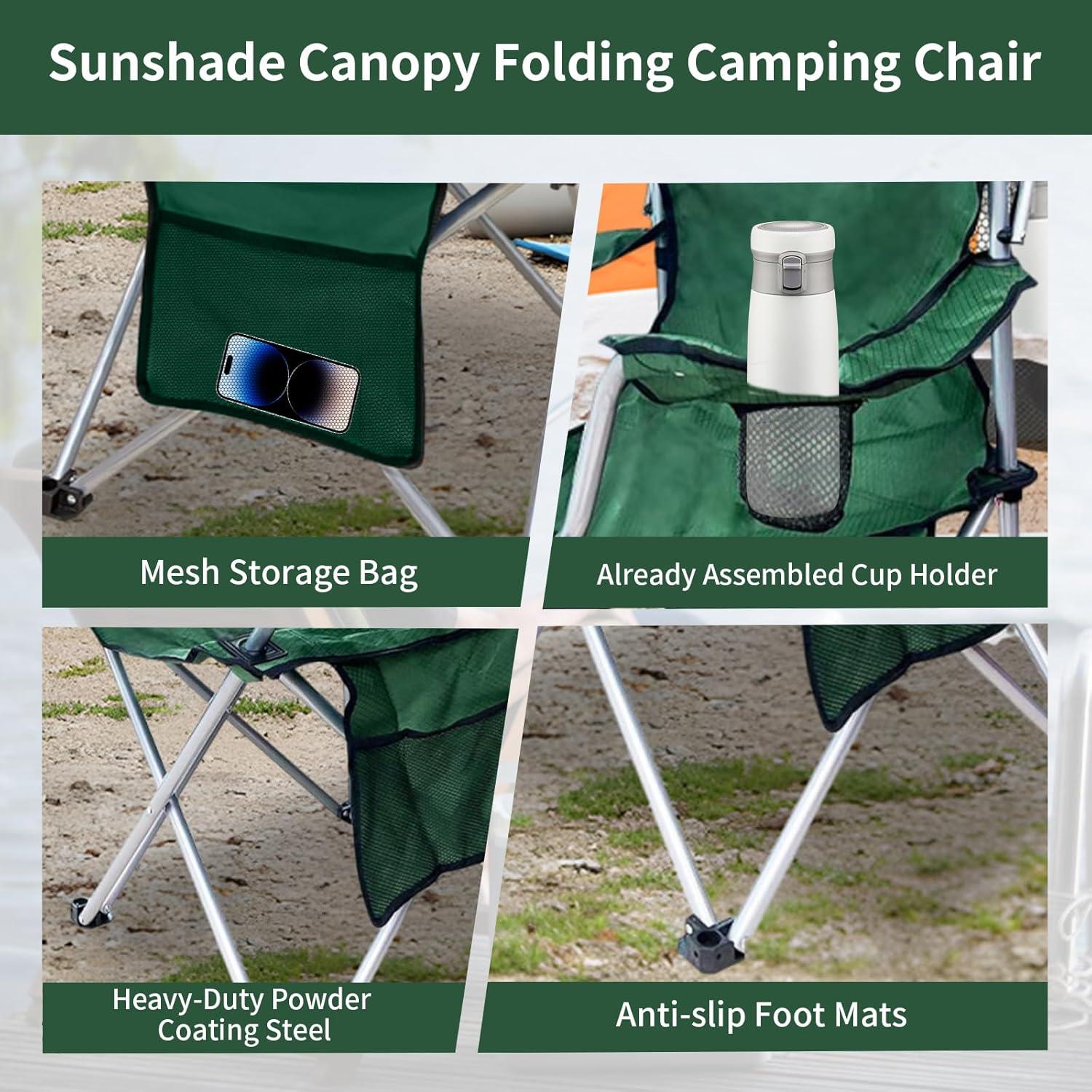 Silla de Camping Plegable HEPINGONHE Verde 150 kg Resistente
