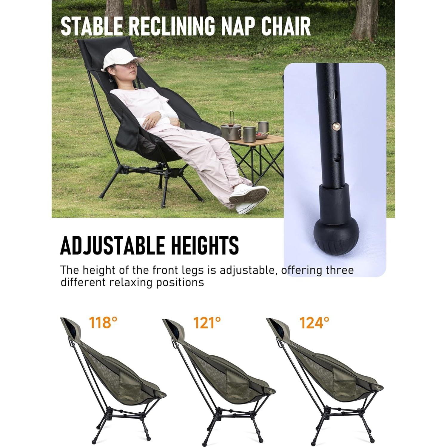 Silla de Camping Plegable WildCall con Respaldo Alto y Ajuste