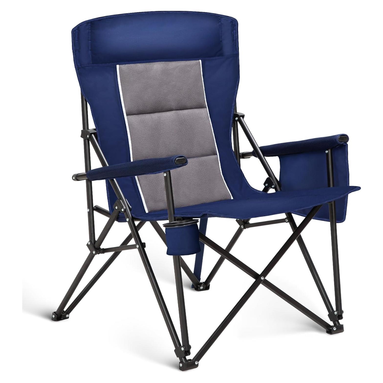 Silla de Camping Plegable ALPHA CAMP Azul Marino 227kg