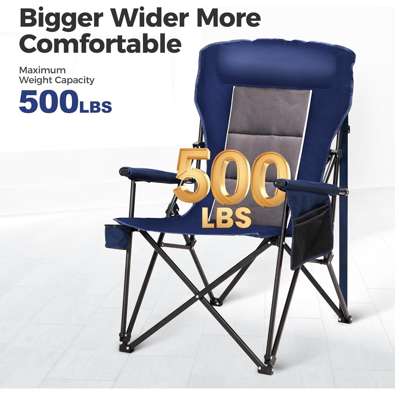 Silla de Camping Plegable ALPHA CAMP Azul Marino 227kg