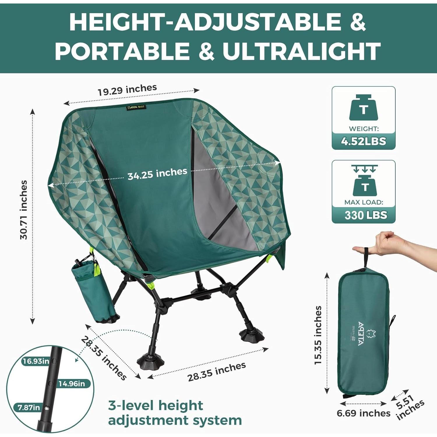 Silla de Camping ATEPA UFO3.0 Plegable Extra Ancha 150kg