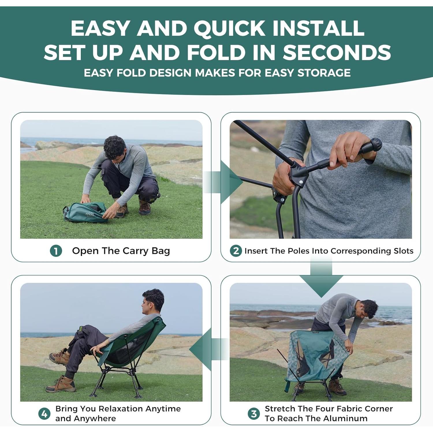 Silla de Camping ATEPA UFO3.0 Plegable Extra Ancha 150kg