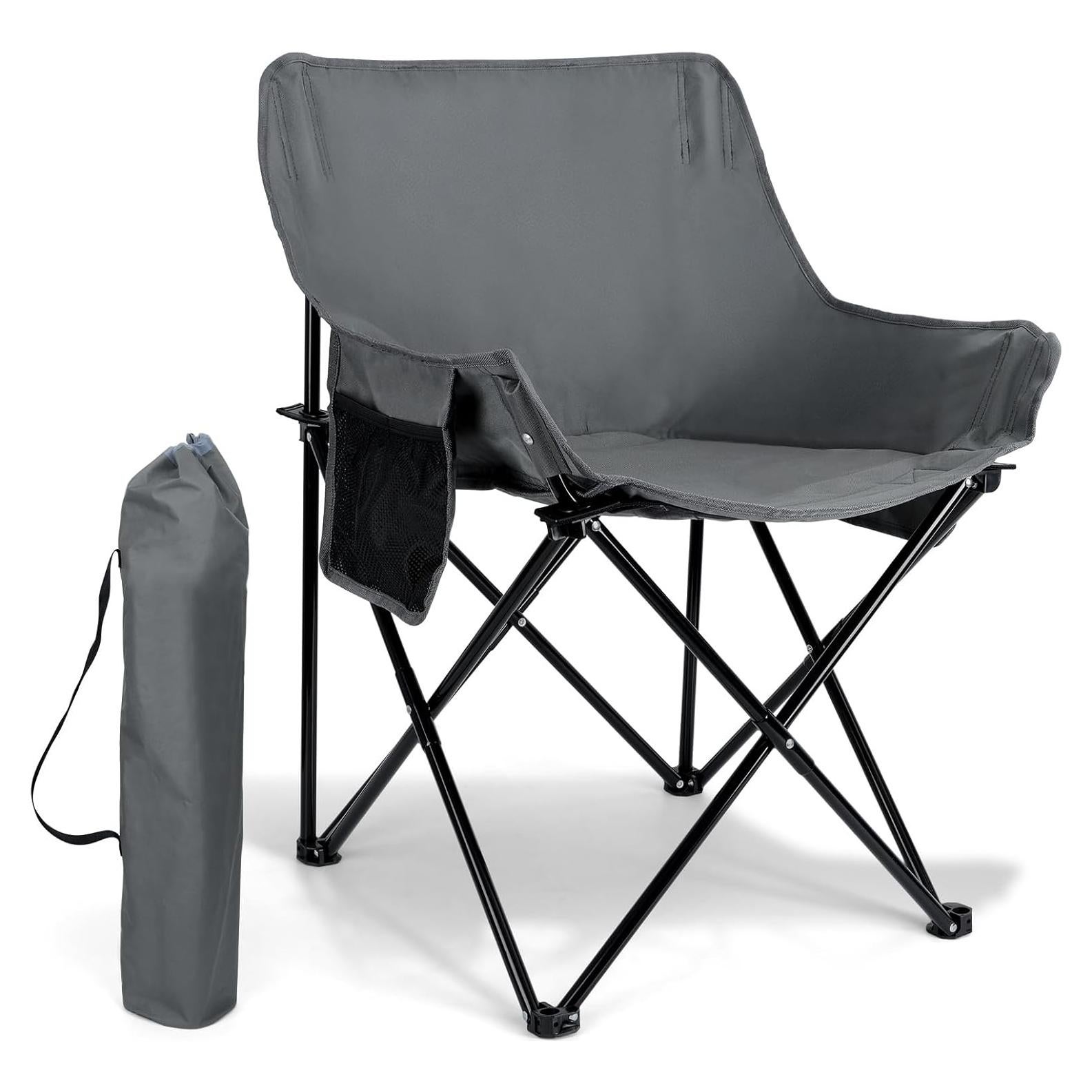 Silla de Camping Plegable Leonyo Gris Alta Resistencia 300 lbs