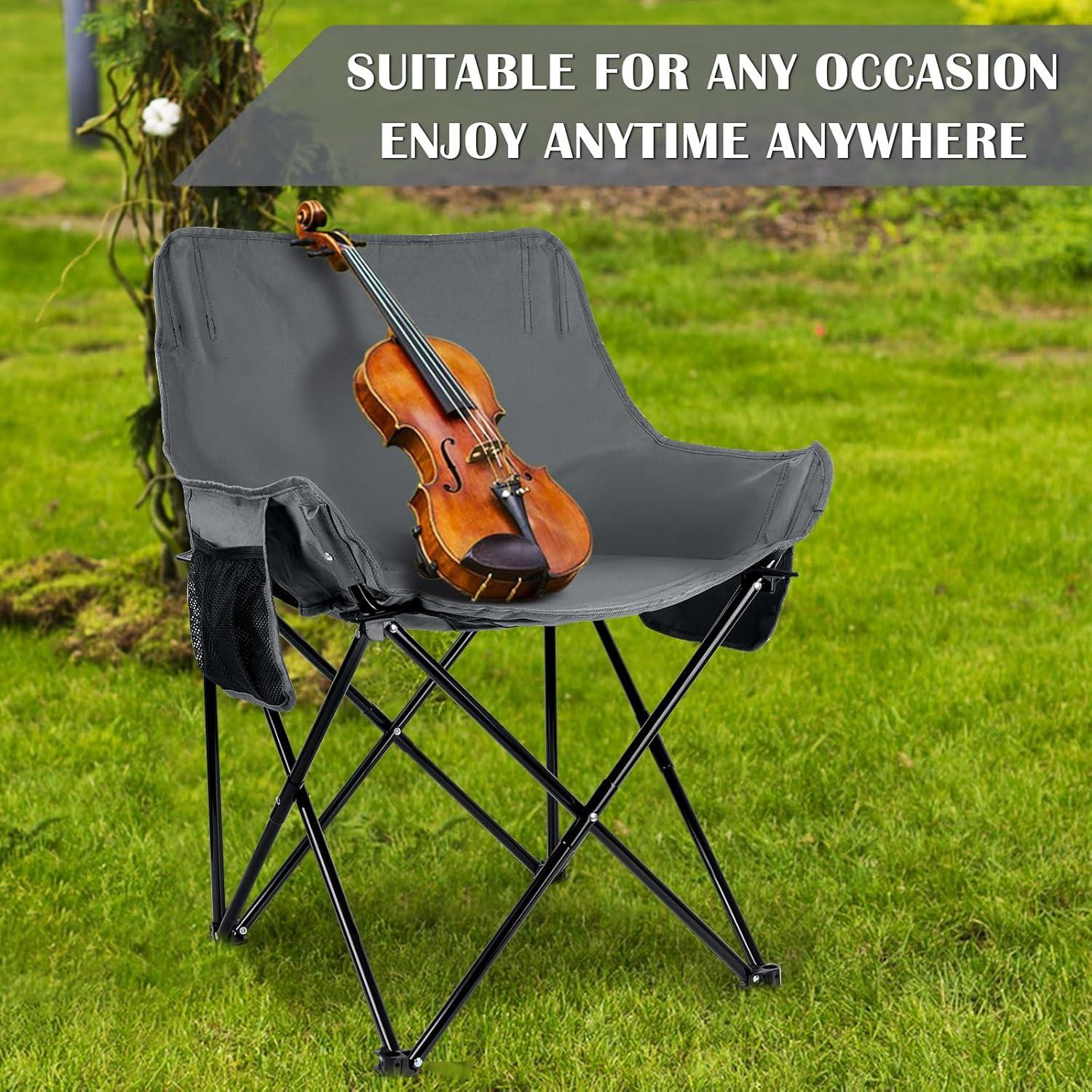 Silla de Camping Plegable Leonyo Gris Alta Resistencia 300 lbs