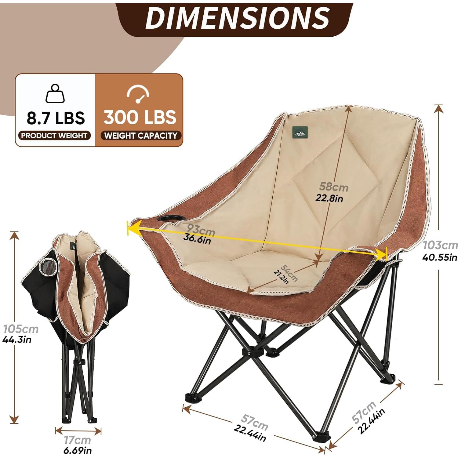 Silla de Camping Plegable Northroad 2 Pack 136 kg Moca y Crema