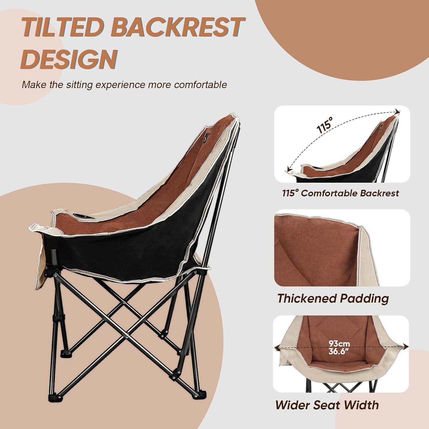 Silla de Camping Plegable Northroad 2 Pack 136 kg Moca y Crema