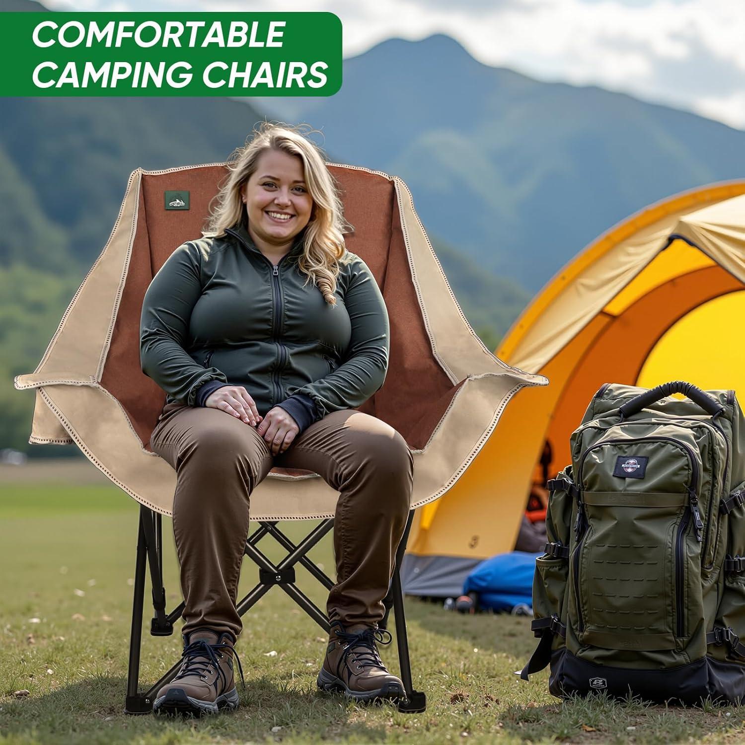 Silla de Camping Plegable Northroad 2 Pack 136 kg Moca y Crema