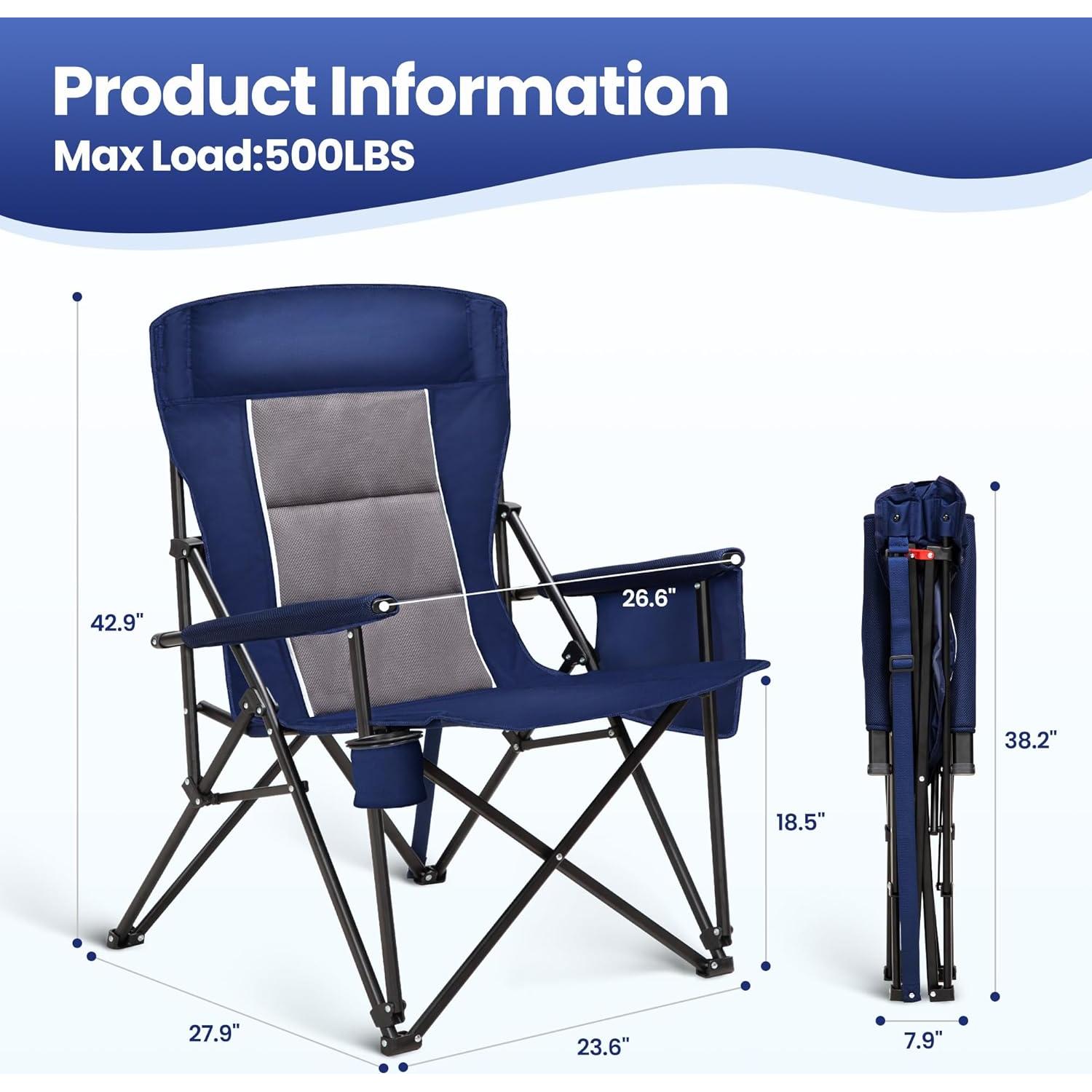 Silla de Camping Plegable High Point Sports Azul 500lbs