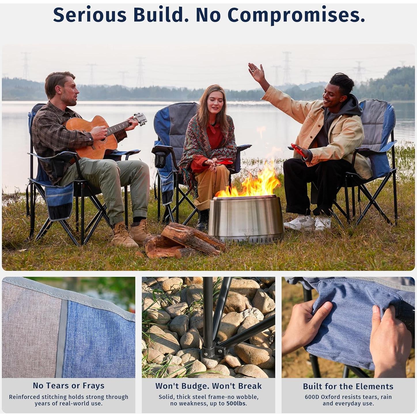 Silla de Camping Plegable EAST OAK CC02BU2 - Soporta 227 kg