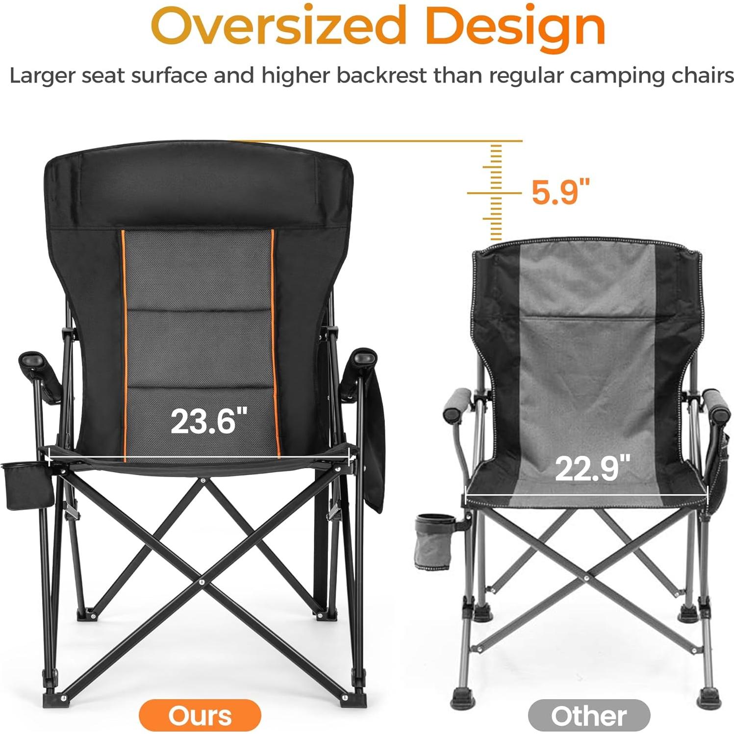 Silla de Camping Plegable ALPHA CAMP XL Respaldo Alto 227kg