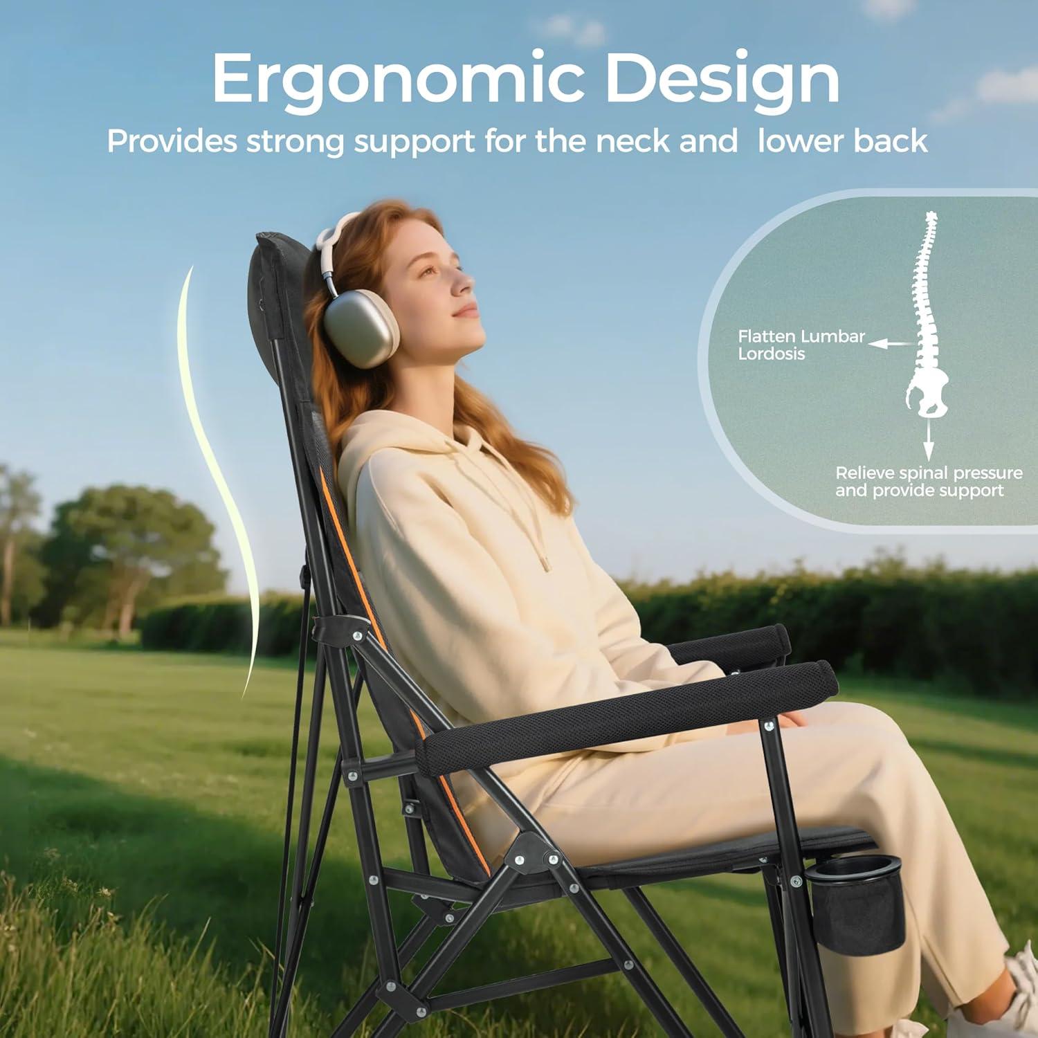 Silla de Camping Plegable ALPHA CAMP XL Respaldo Alto 227kg