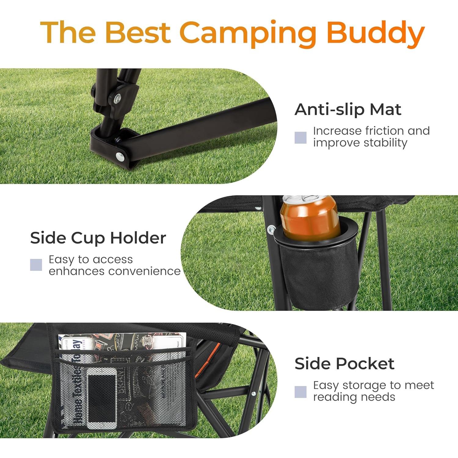 Silla de Camping Plegable ALPHA CAMP XL Respaldo Alto 227kg