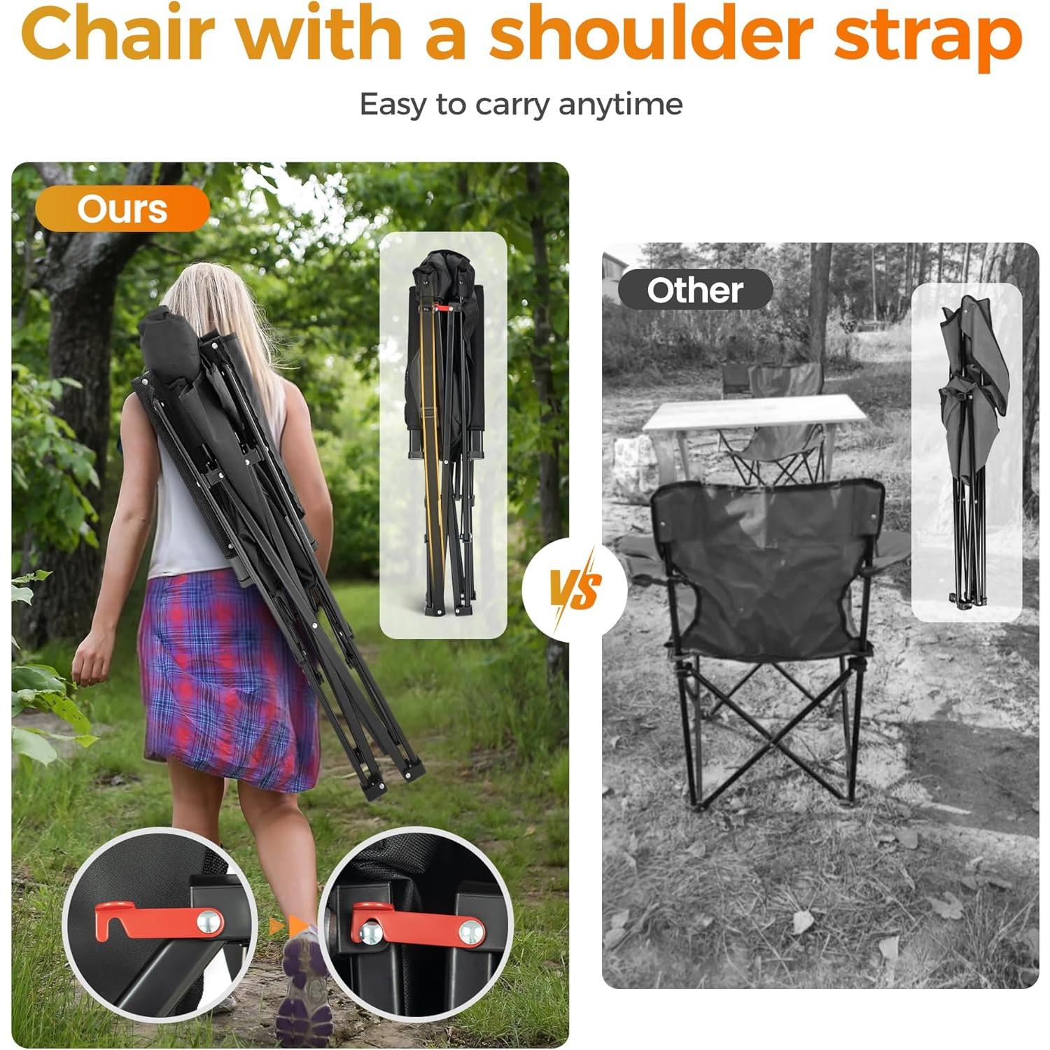 Silla de Camping Plegable ALPHA CAMP XL Respaldo Alto 227kg