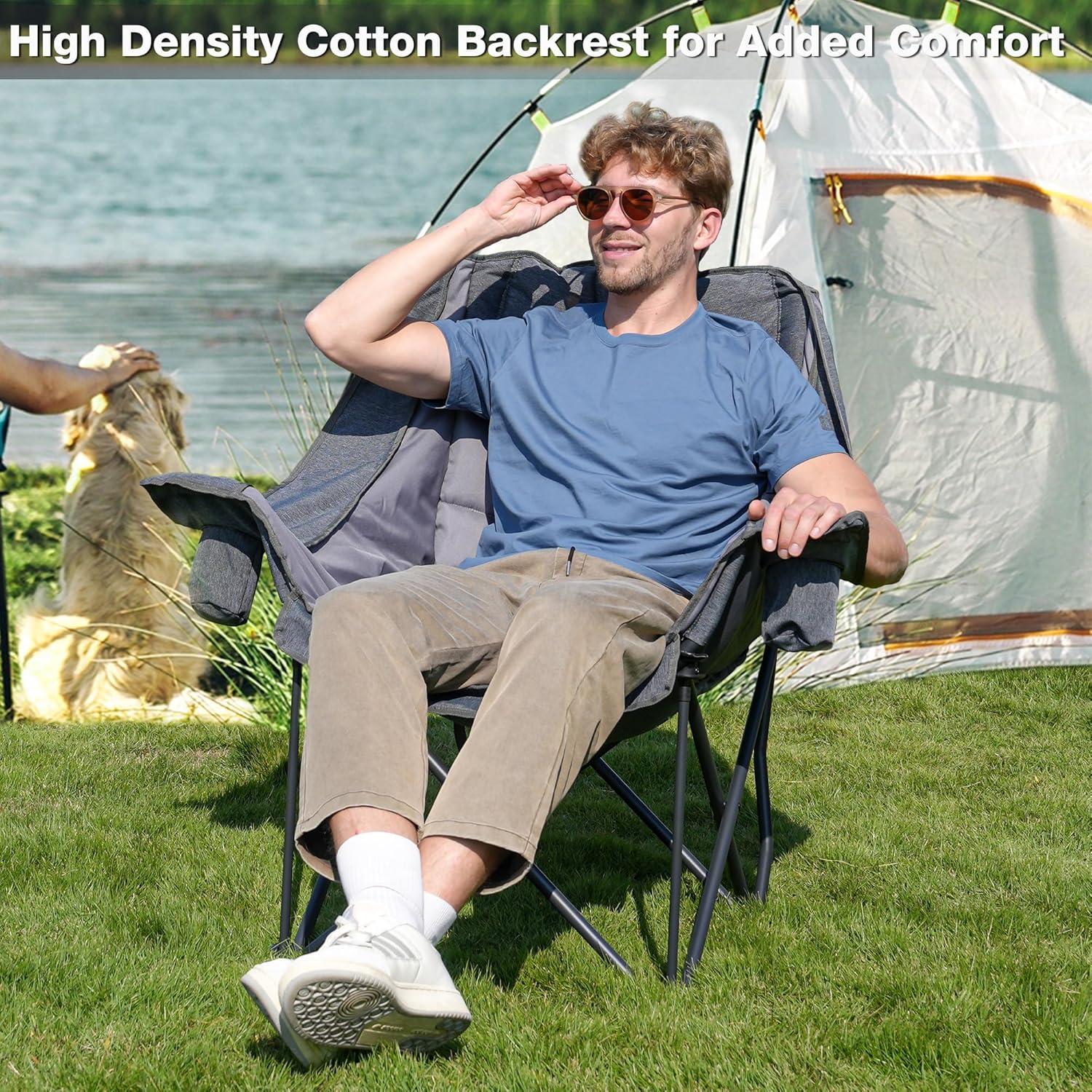 Silla de Camping Plegable RELAX FIELD Gris 227kg con Cojín