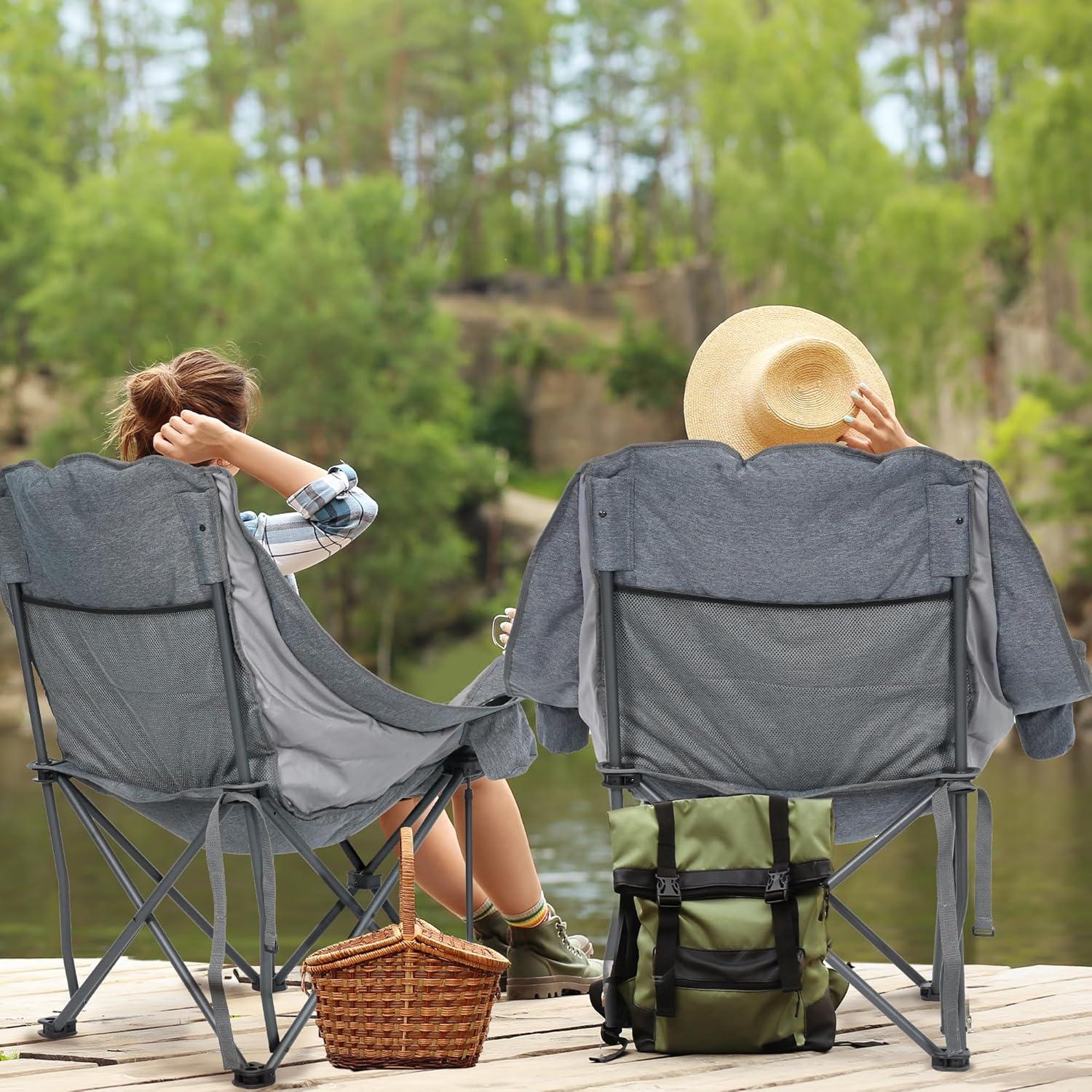 Silla de Camping Plegable RELAX FIELD Gris 227kg con Cojín