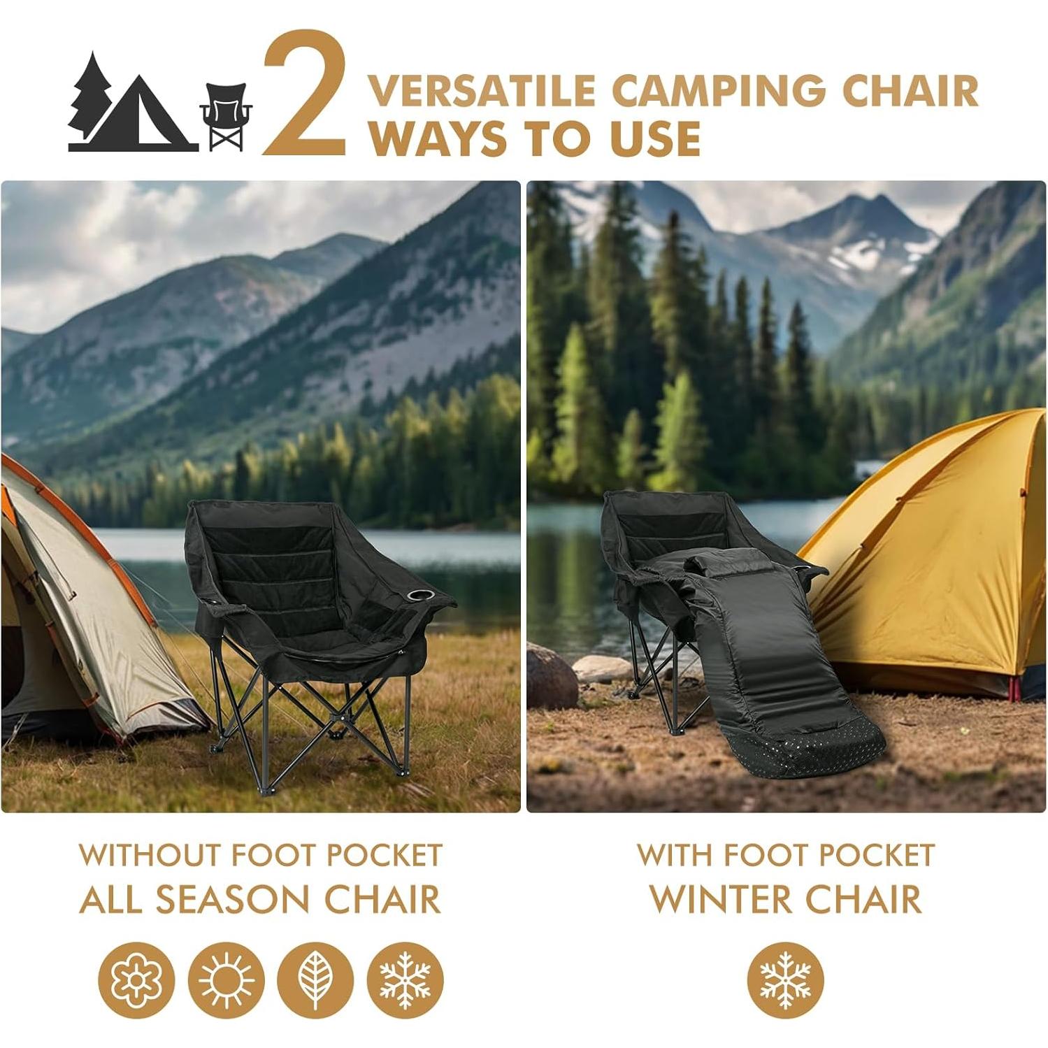 Silla de Camping Calefaccionada Minndudu XL Acolchada 181 kg