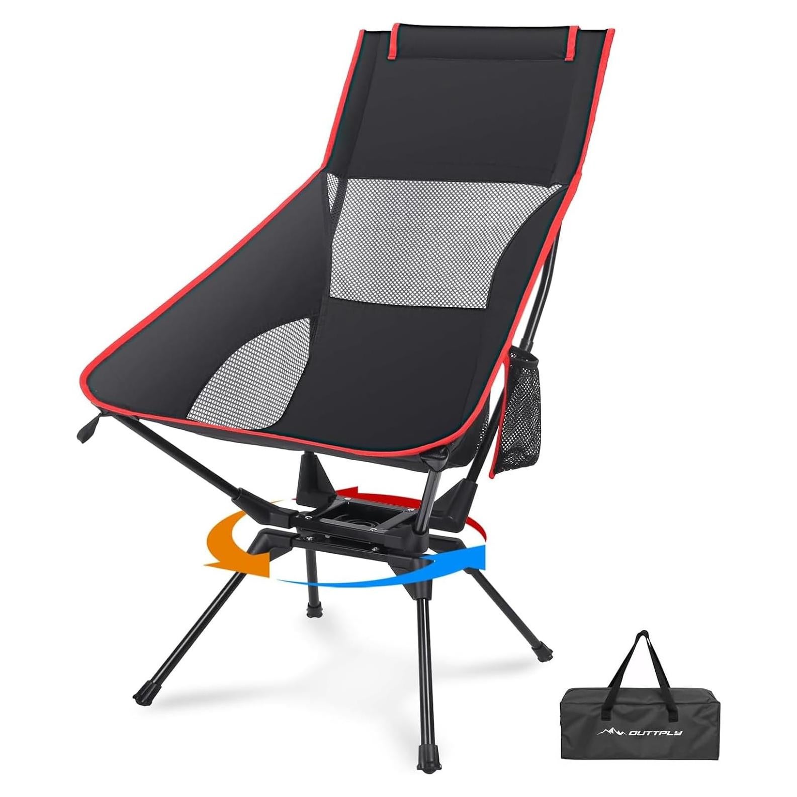 Silla de Camping Plegable OUTTPLY Giratoria Respaldo Alto