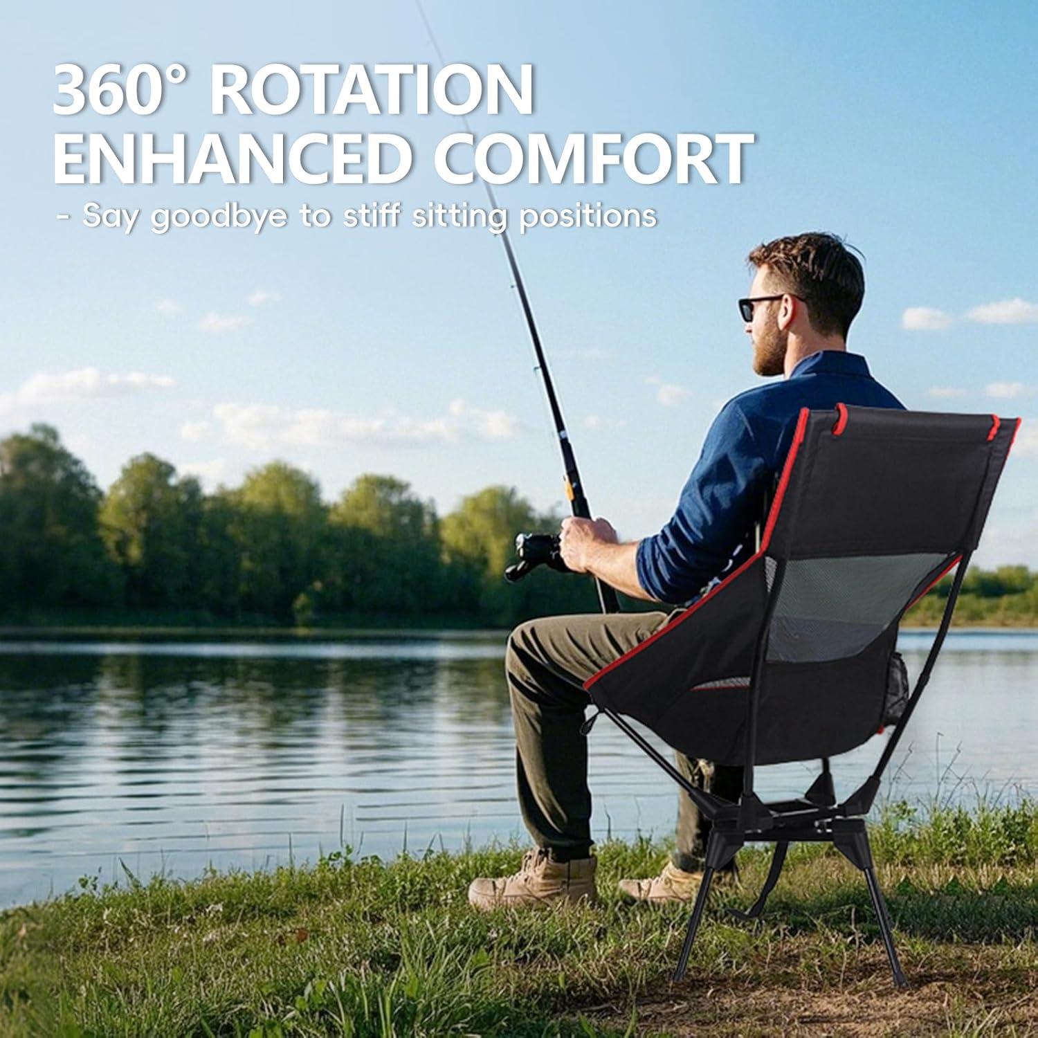 Silla de Camping Plegable OUTTPLY Giratoria Respaldo Alto