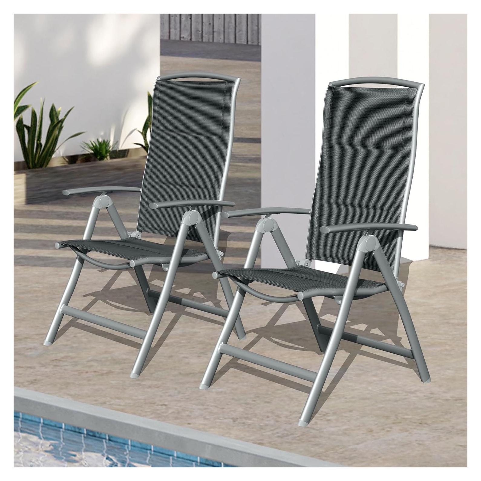 Conjunto de Sillas Plegables Domi para Patio - 2 Piezas, Aluminio