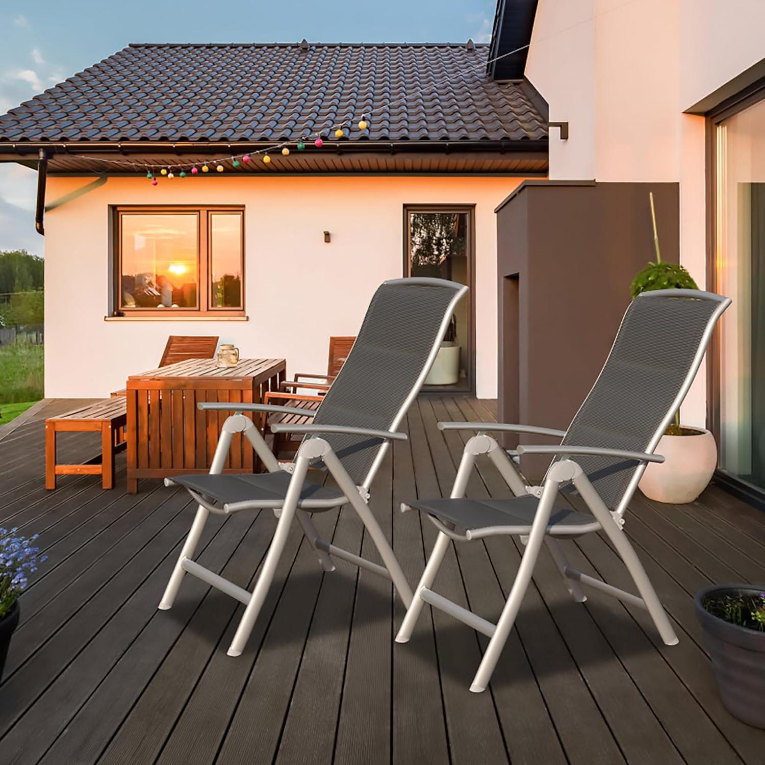 Conjunto de Sillas Plegables Domi para Patio - 2 Piezas, Aluminio