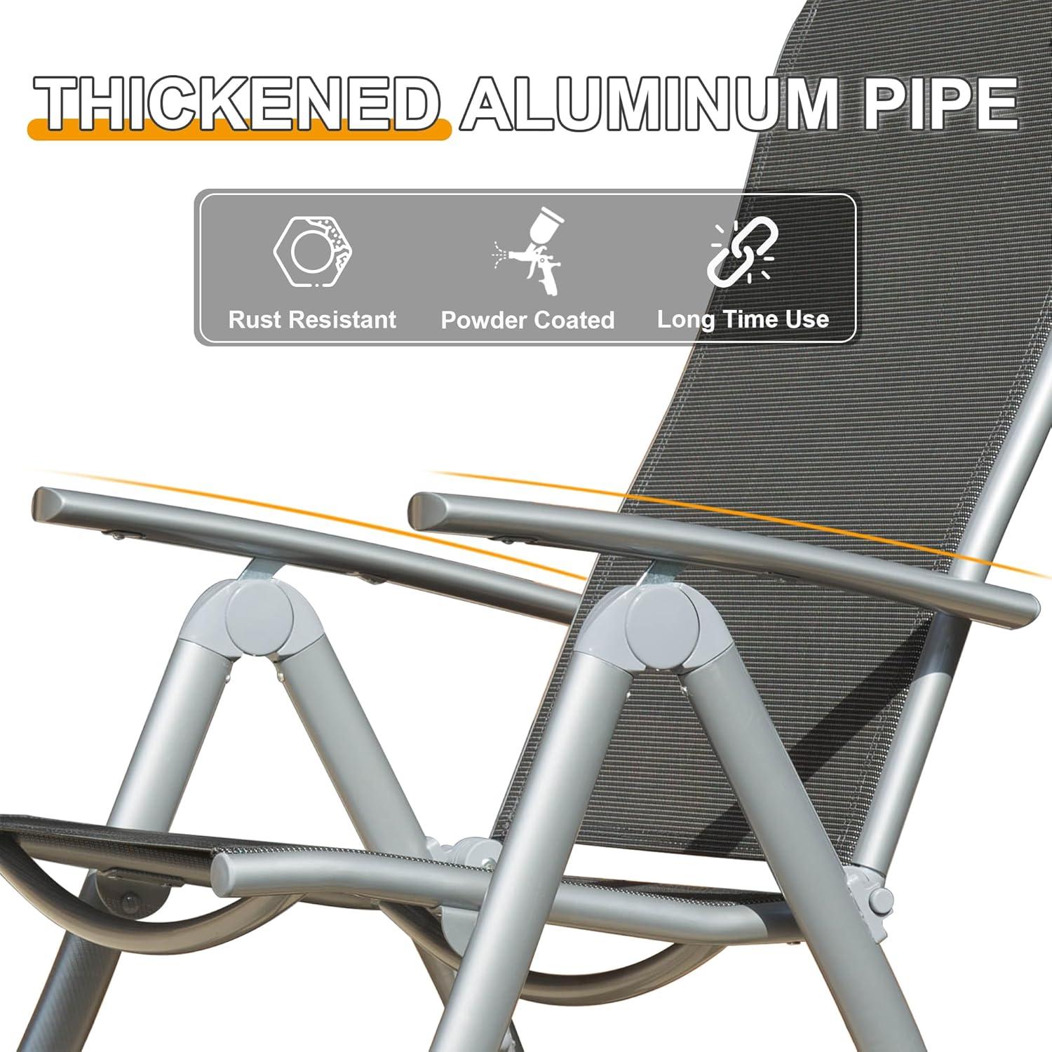 Conjunto de Sillas Plegables Domi para Patio - 2 Piezas, Aluminio