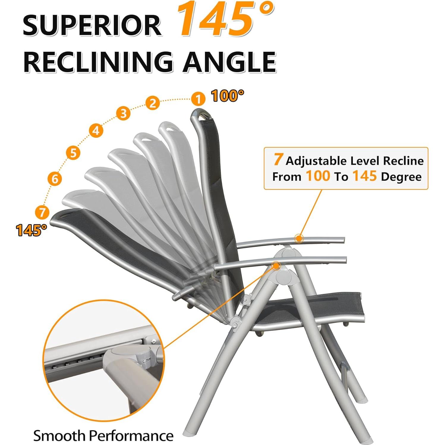 Conjunto de Sillas Plegables Domi para Patio - 2 Piezas, Aluminio