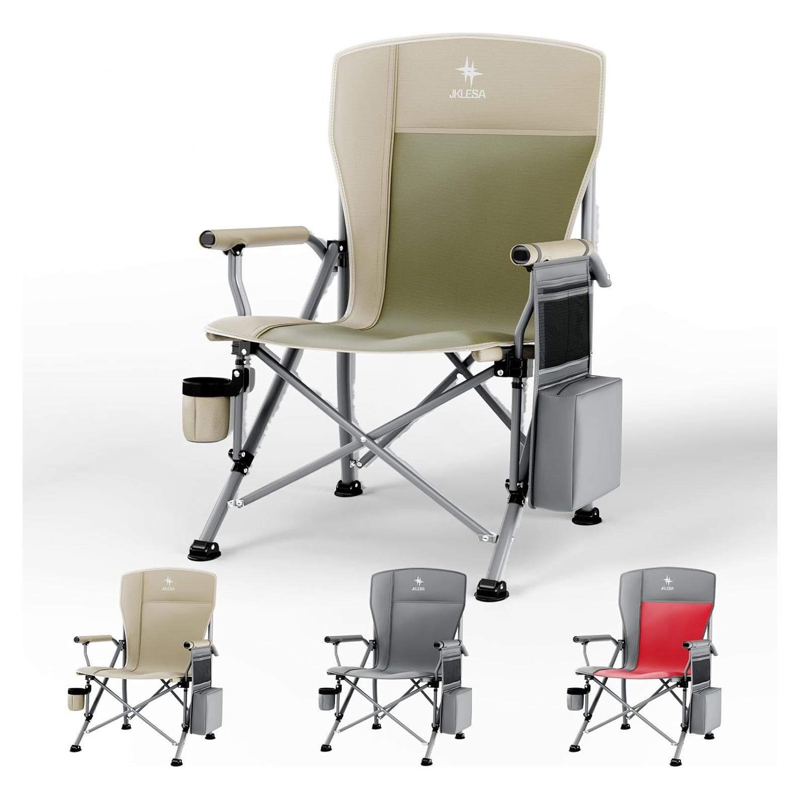 Silla de Camping Plegable JKLESA XL 396kg Impermeable con Portavasos