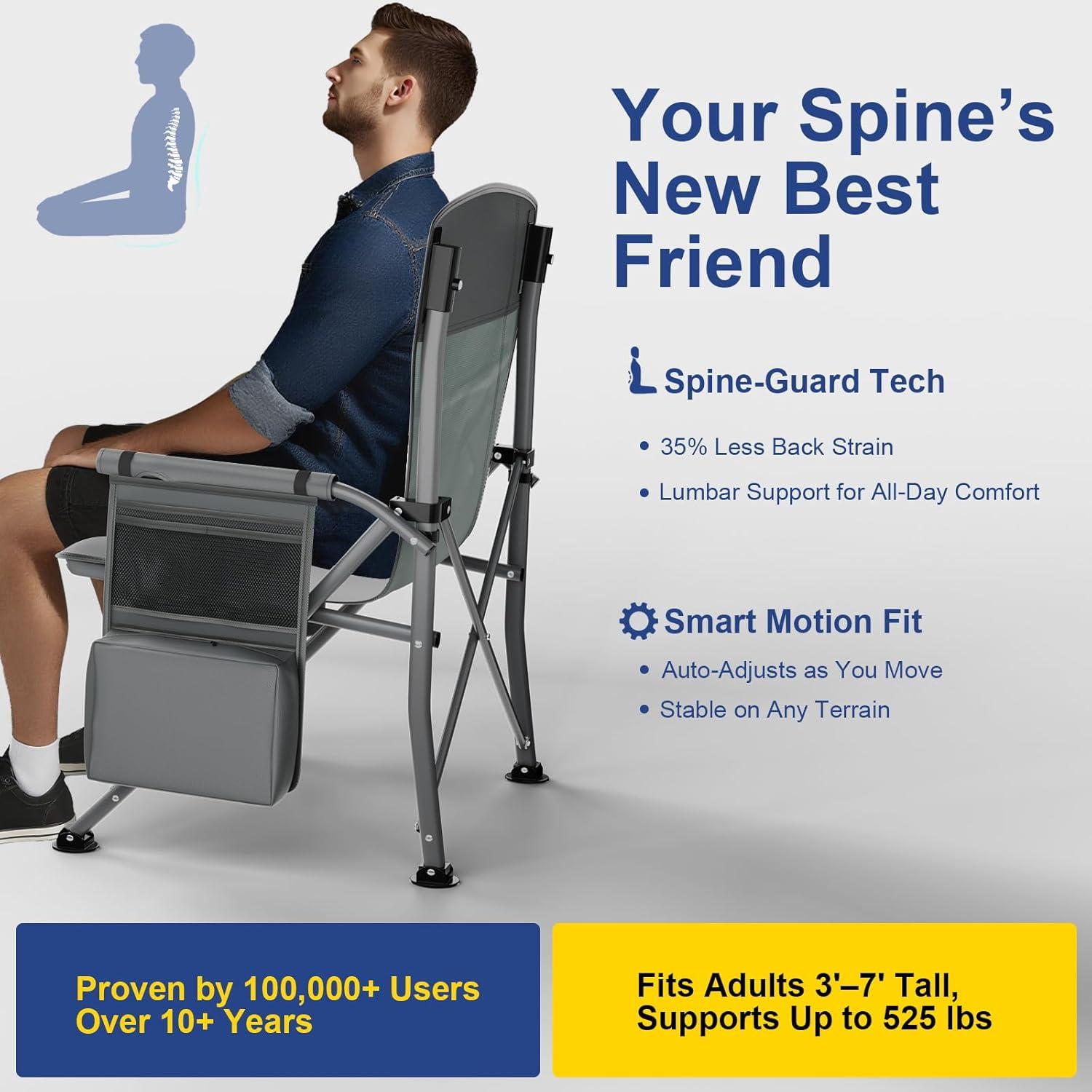 Silla de Camping Plegable JKLESA XL 396kg Impermeable con Portavasos