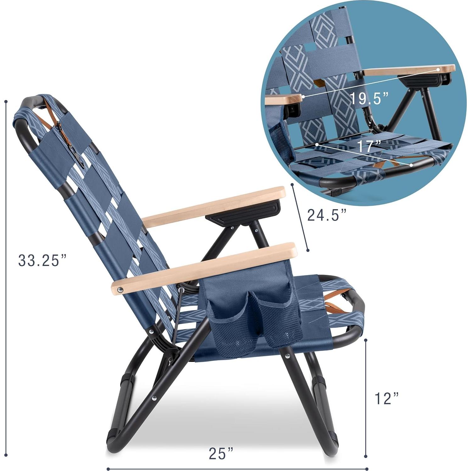 Silla de Exterior CleverMade Kove Azul Crepúsculo Plegable
