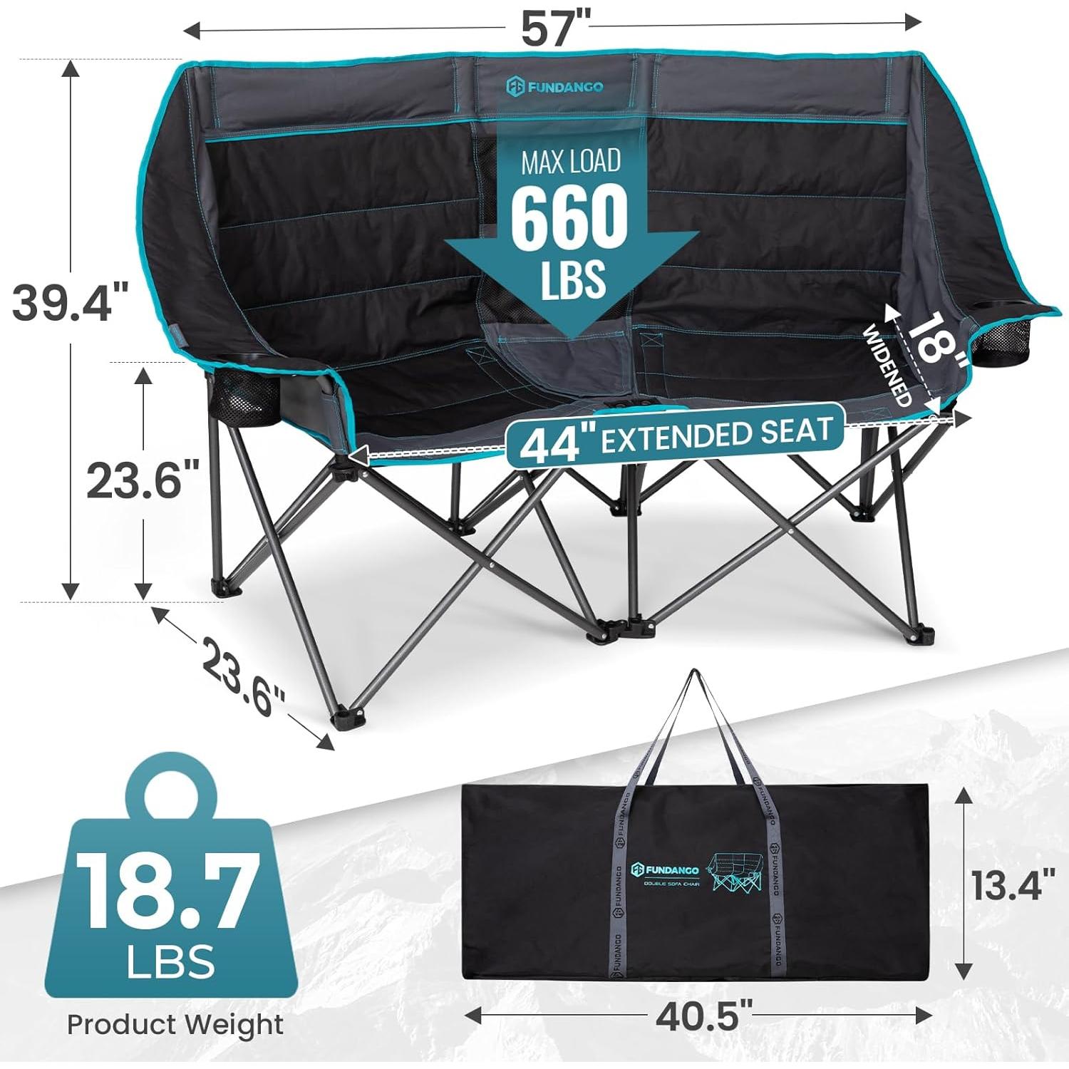 Silla de Camping Doble Fundango Pro 2 Personas con Nevera