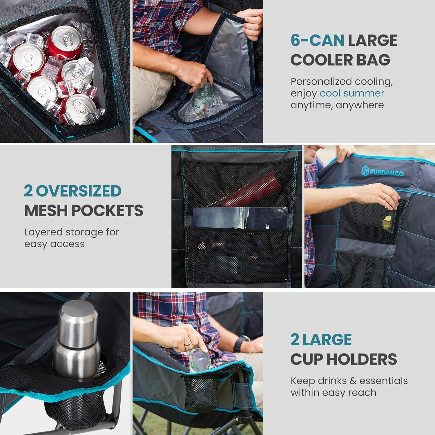 Silla de Camping Doble Fundango Pro 2 Personas con Nevera