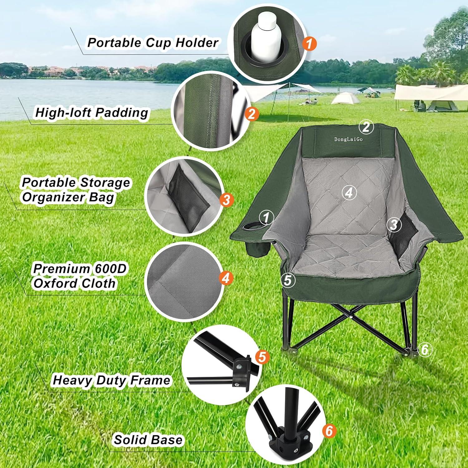 Silla de Camping Portátil DongLaiGo Gris Verde Pizarra 181kg