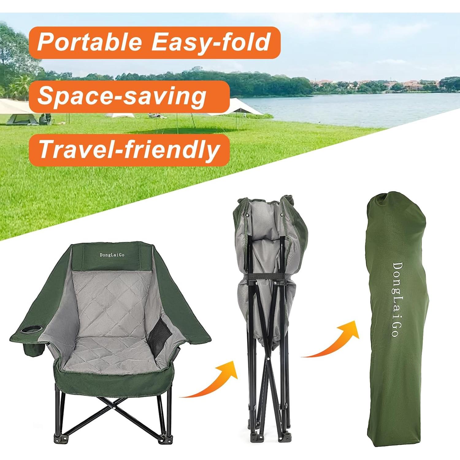 Silla de Camping Portátil DongLaiGo Gris Verde Pizarra 181kg