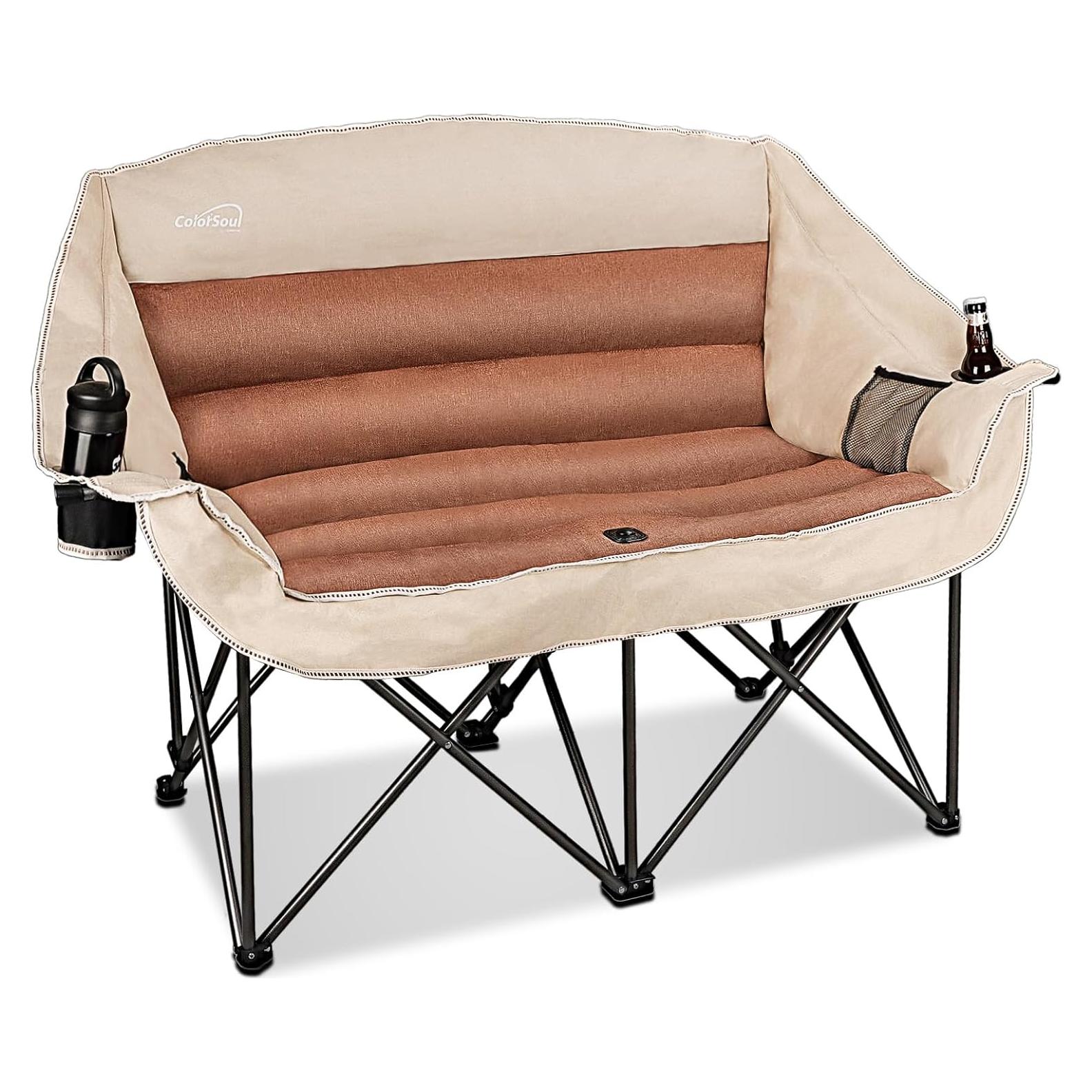 Silla de Camping Doble Colorsoul Acolchada 227kg Moca