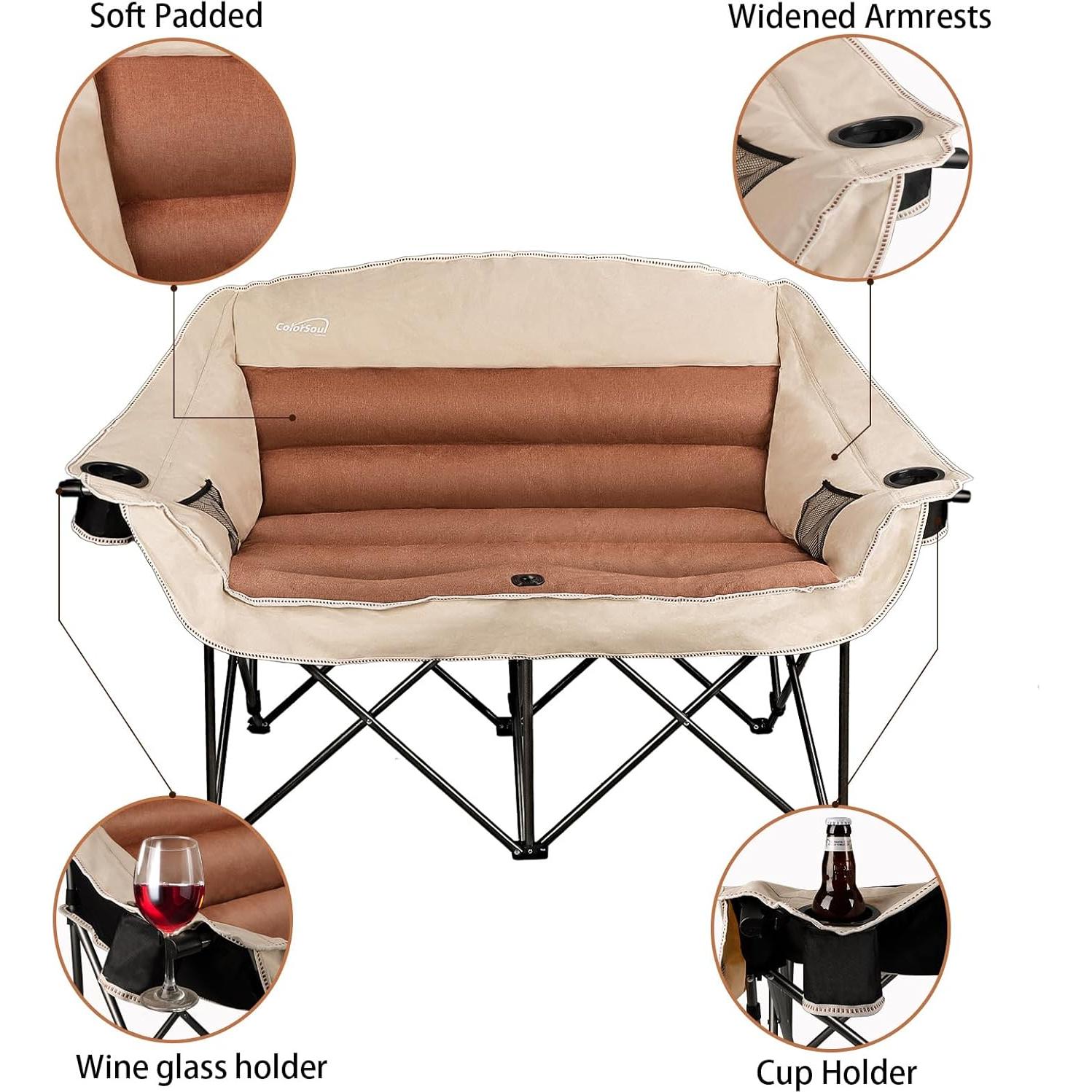 Silla de Camping Doble Colorsoul Acolchada 227kg Moca