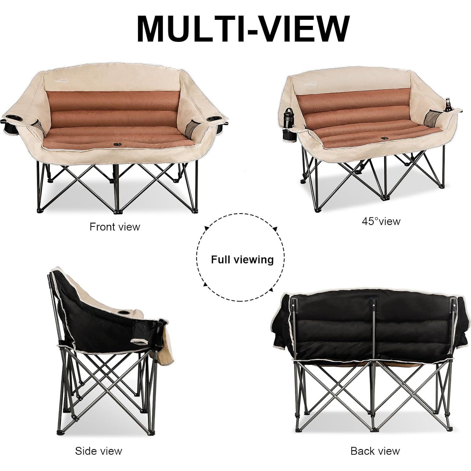 Silla de Camping Doble Colorsoul Acolchada 227kg Moca