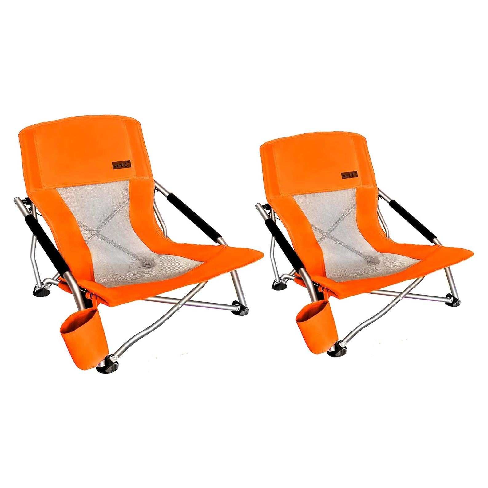 Silla de Playa Plegable Nice C - Juego de 2 Naranja, 300 lbs