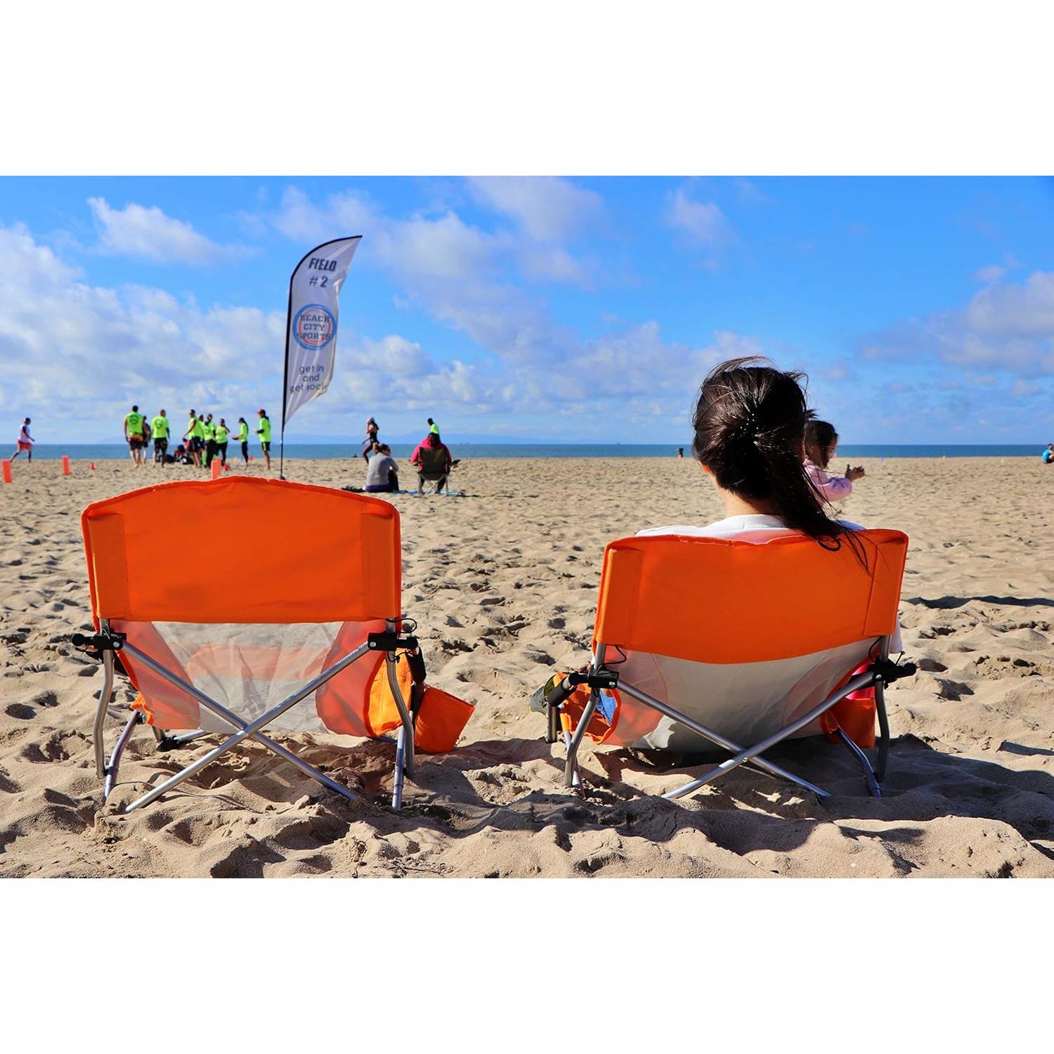 Silla de Playa Plegable Nice C - Juego de 2 Naranja, 300 lbs
