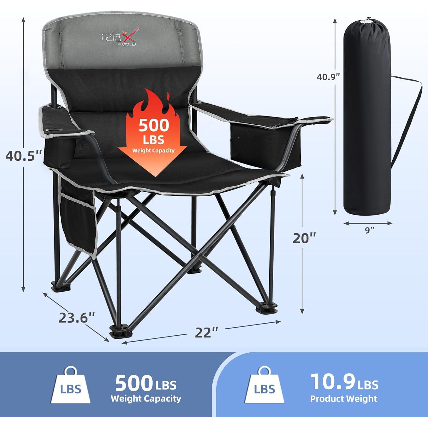 Silla de Camping Plegable RELAX FIELD 500 kg con Portavasos