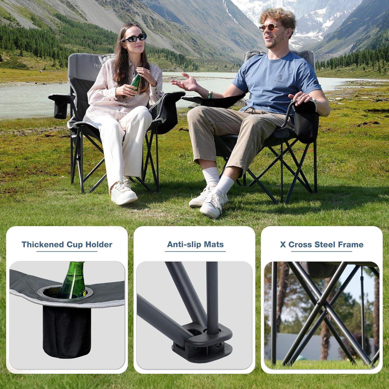 Silla de Camping Plegable RELAX FIELD 500 kg con Portavasos