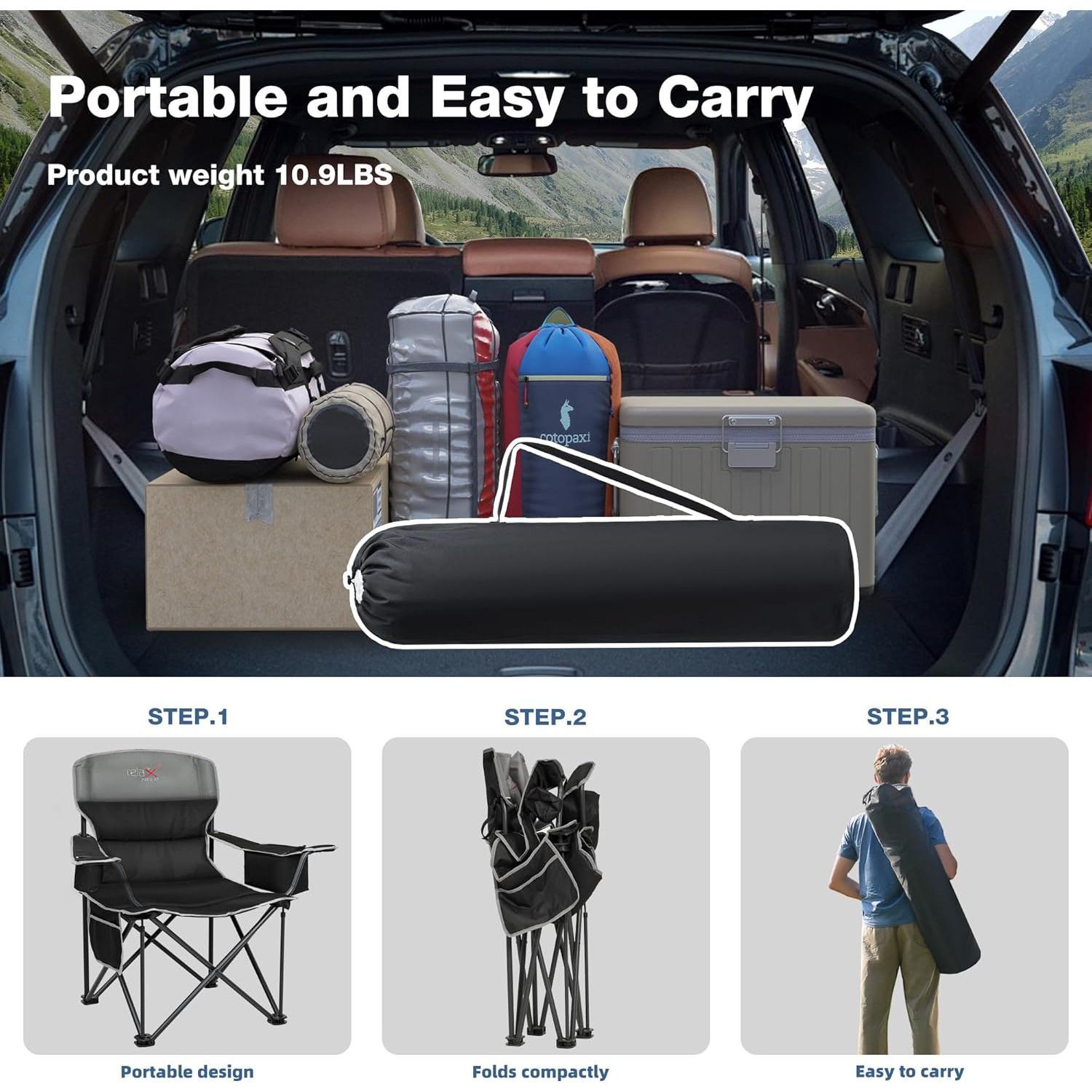 Silla de Camping Plegable RELAX FIELD 500 kg con Portavasos