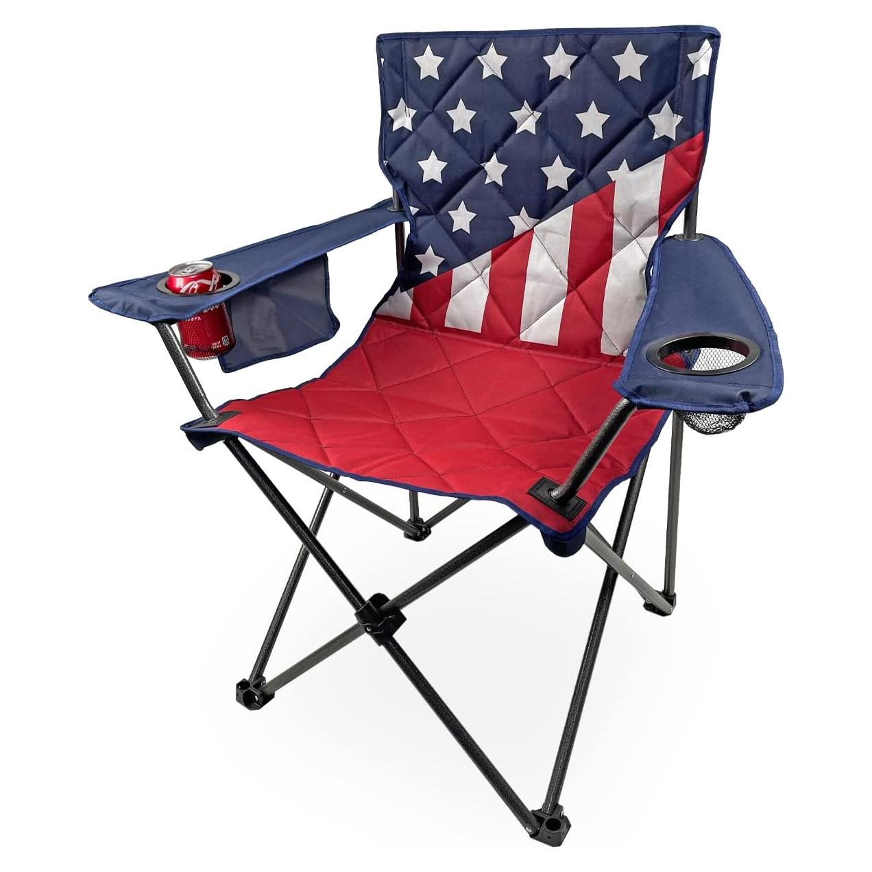 Silla de Camping Plegable Black Sierra Bandera Americana 136 kg