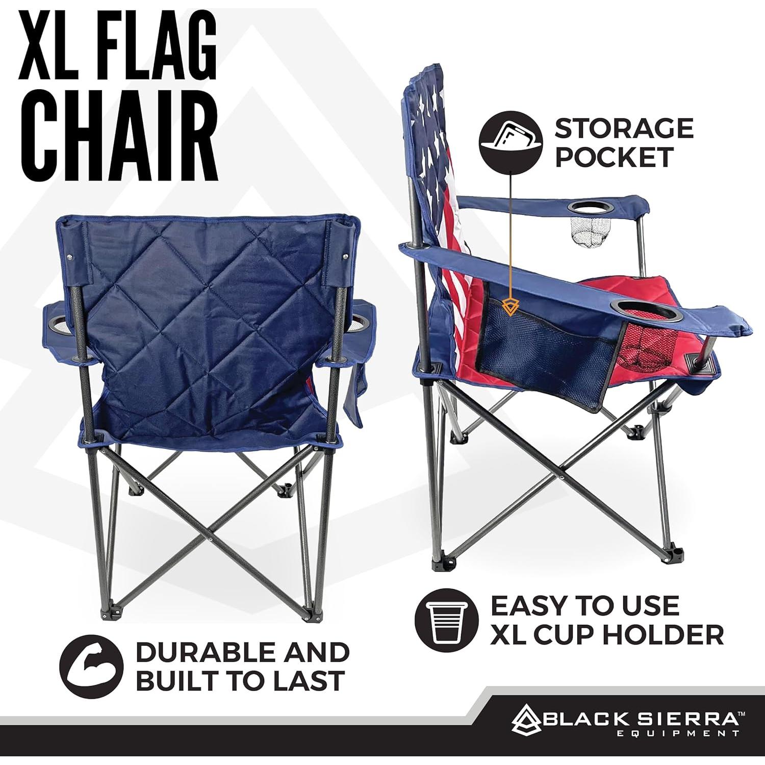 Silla de Camping Plegable Black Sierra Bandera Americana 136 kg