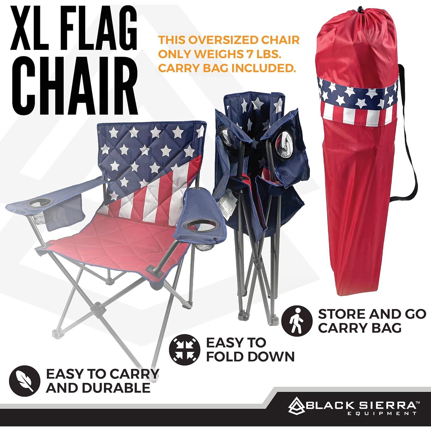 Silla de Camping Plegable Black Sierra Bandera Americana 136 kg