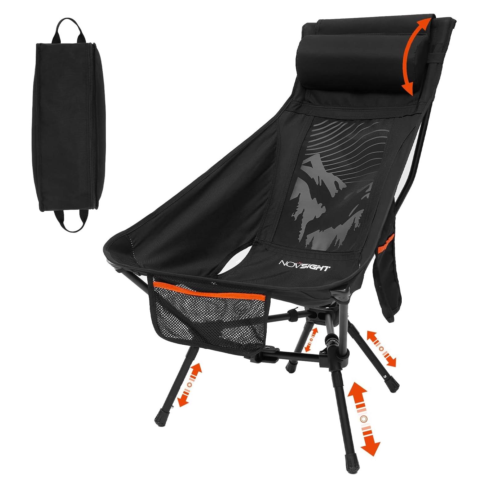 Silla de Camping Plegable NOVSIGHT con Respaldo Alto y Reposacabezas