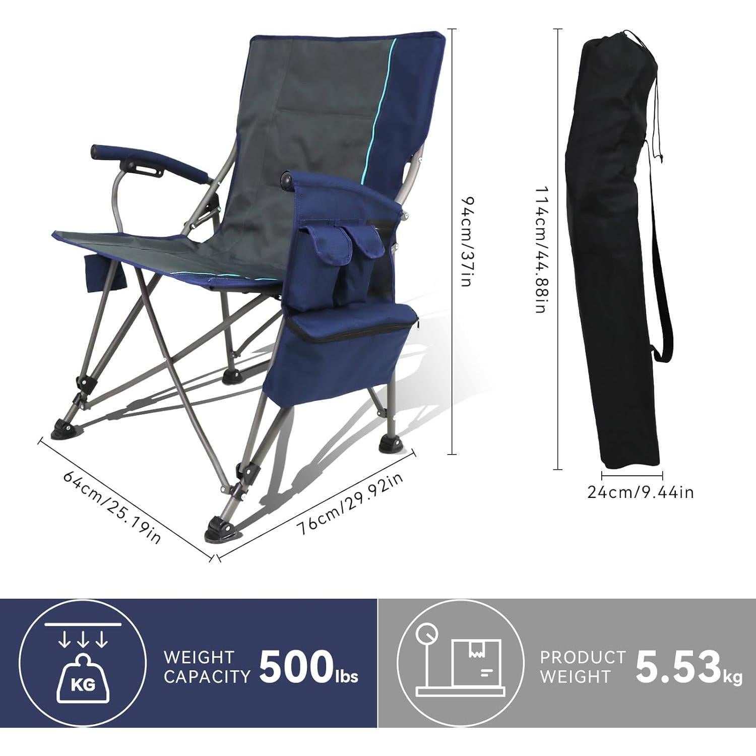 Silla de Camping Calentada The Treasmap C104S Plegable Azul